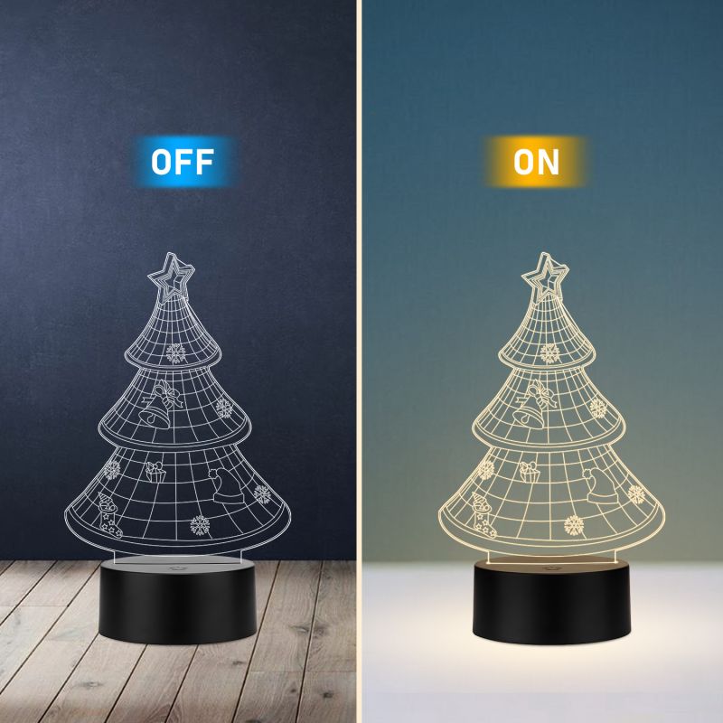 3D Illusion Christmas Tree Led Night lamp with Warm White Color Gift for Christmas